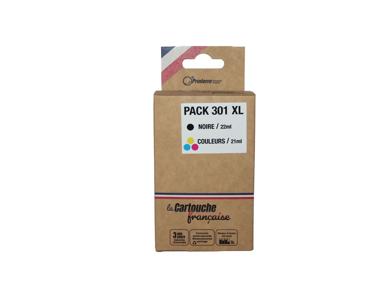 Cartouche compatible HP 301XL - Pack de 2 - noir, cyan, magenta