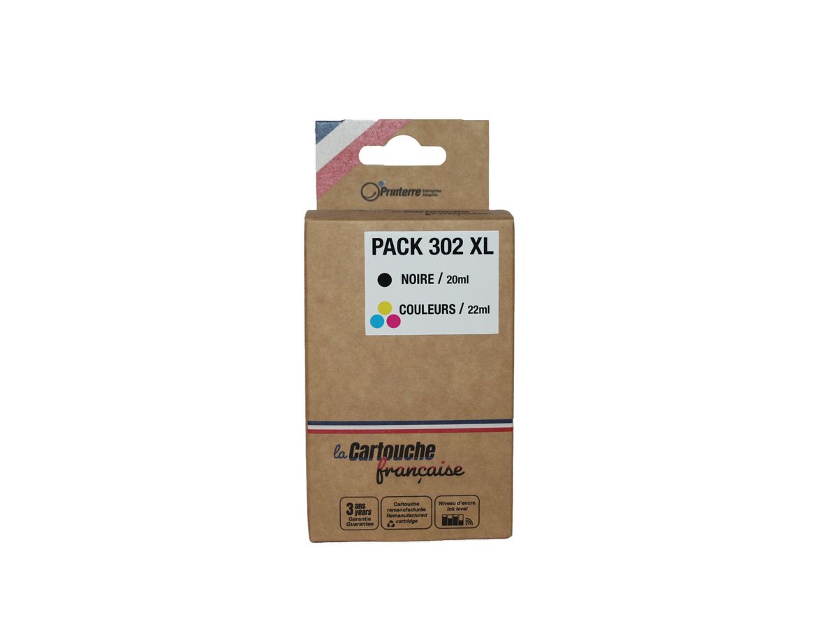 Pack 2 cartouches compatibles HP 302 XL noir et couleur Pack de 2 cartouches  compatible