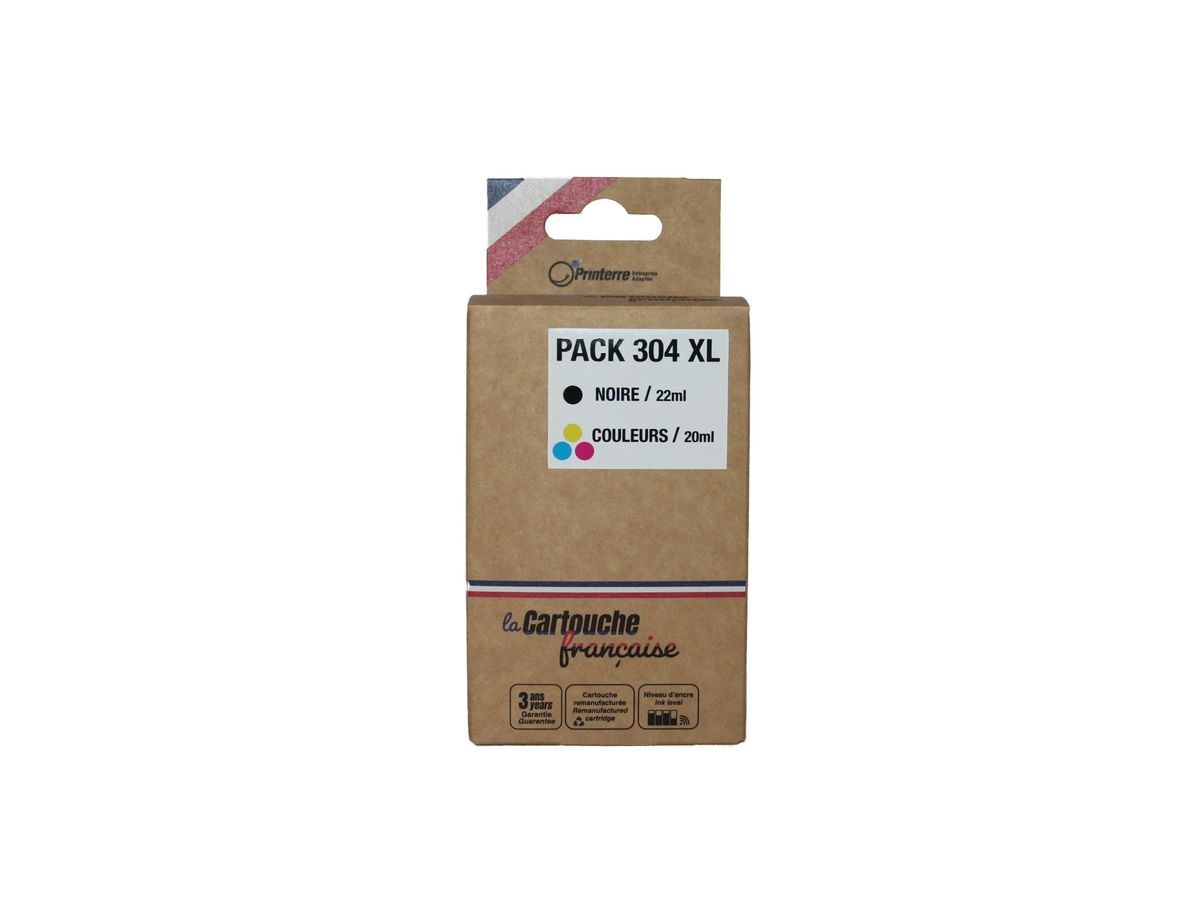 Pack 2 cartouches compatibles HP 304XL noir et couleur Pack de 2 cartouches  compatible