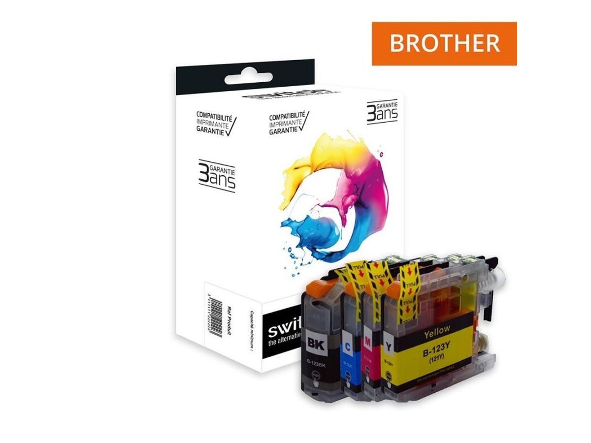 Cartouche Uprint B-123Y compatible Brother LC-123 (LC123Y) Jaune