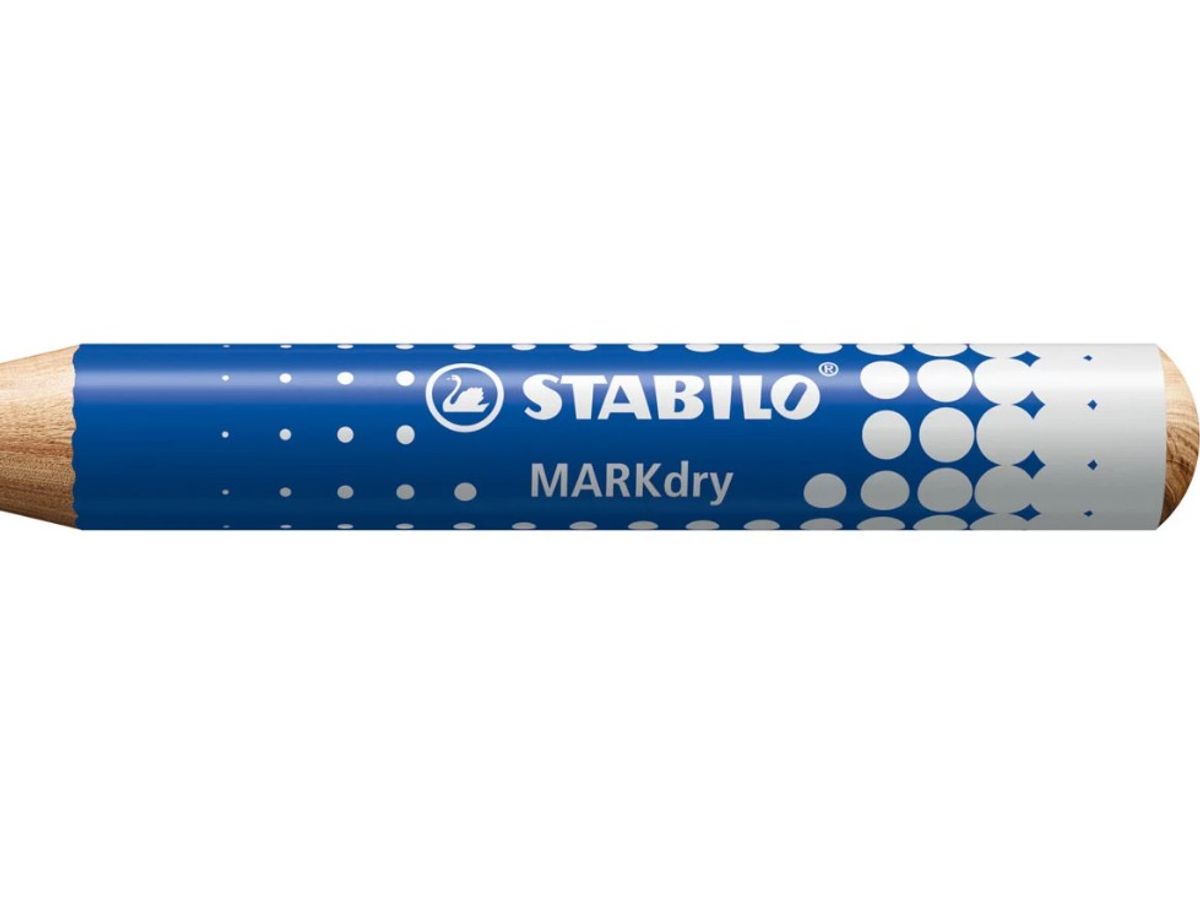 4 crayons marqueurs STABILO MARKdry + 1 taille-crayon + 1 chiffonnette -  rouge + bleu + vert + noir