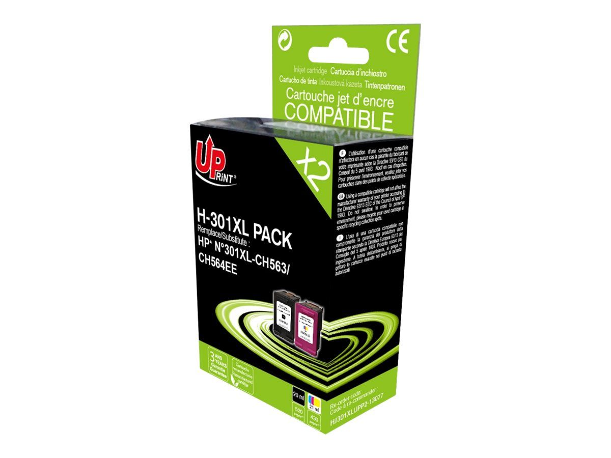 Pack de 2 HP 301XL cartouches d'encre compatibles