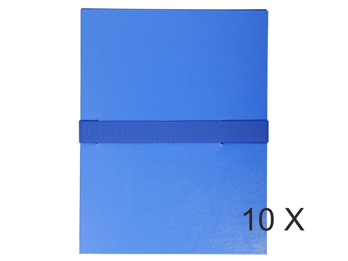 Exacompta - 10 Chemises extensibles 1 rabat à sangle scratch - bleu