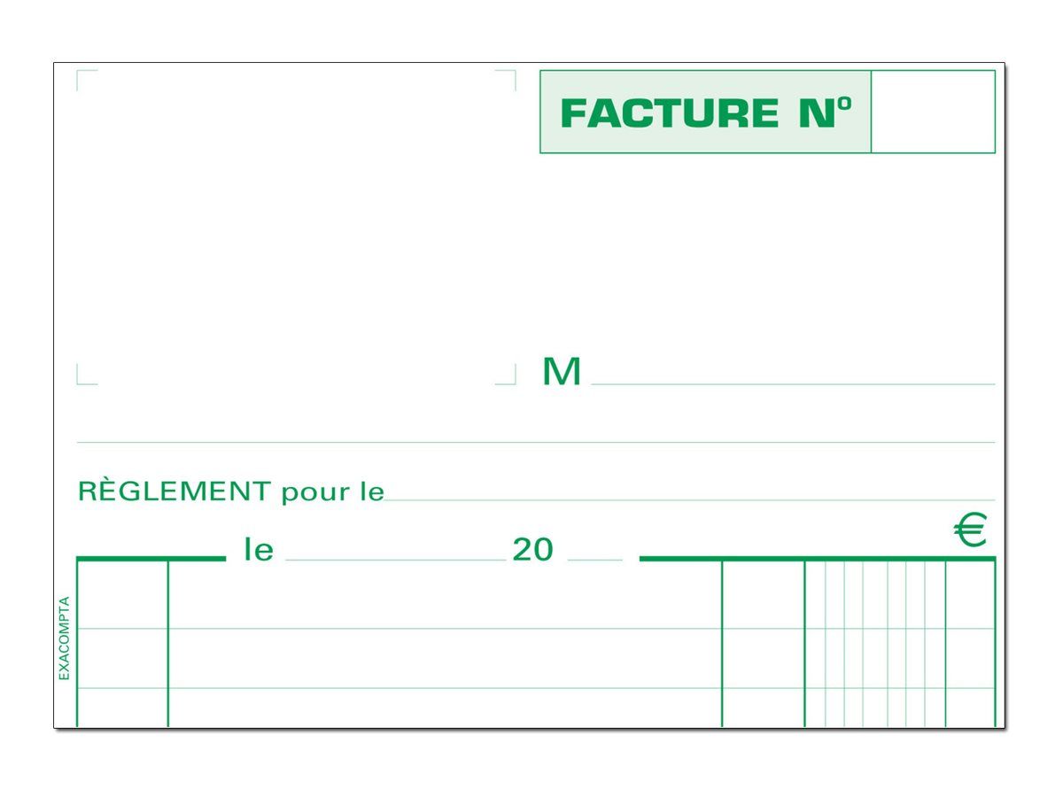 53280X:Exacompta facturier, ft 21 x 13,5 cm, bilingue, dupli (50 x 2  feuilles)