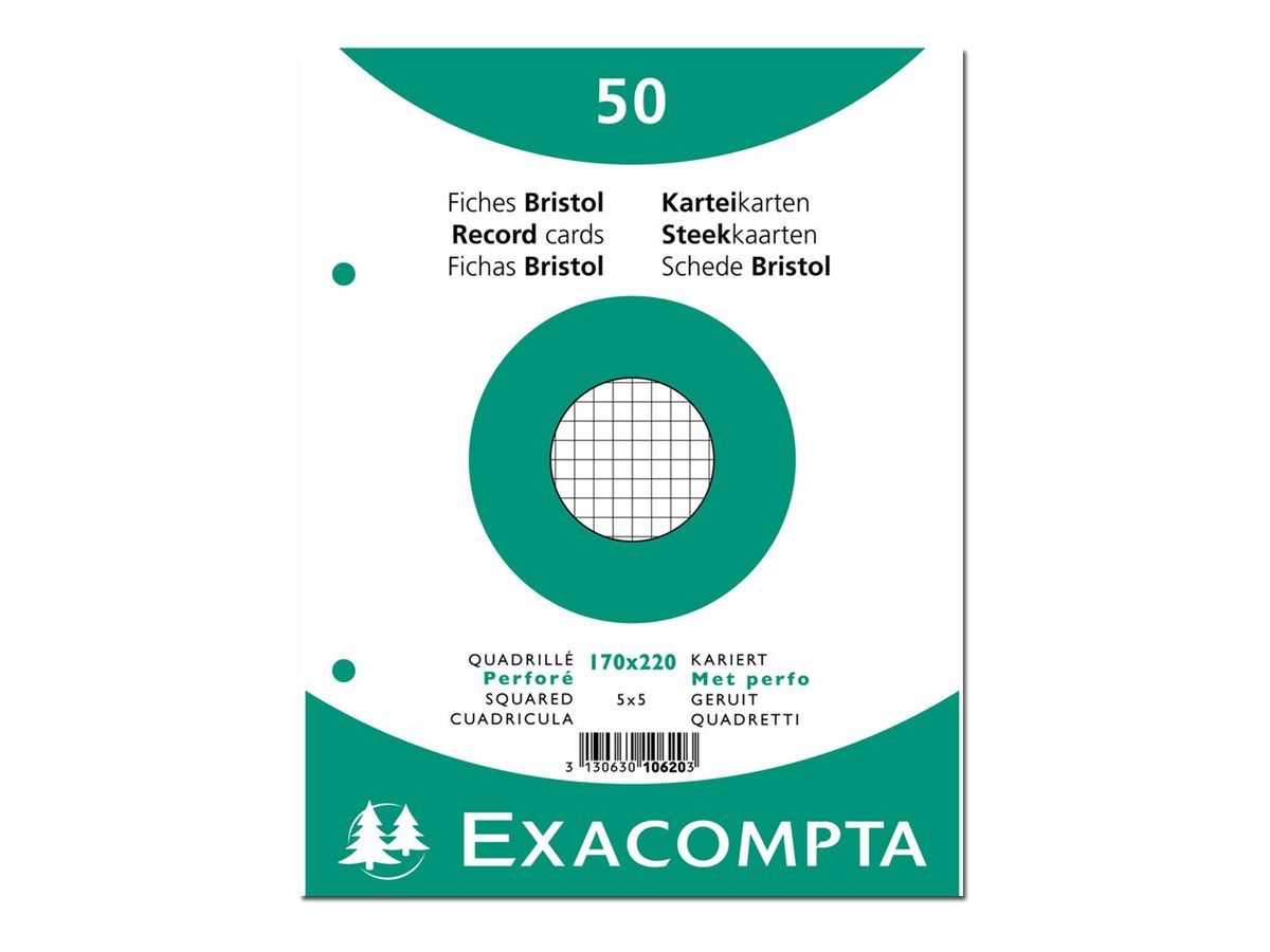 EXACOMPTA Fiches bristol, A6, quadrillé, blanc - Achat/Vente EXACOMPTA  8701271