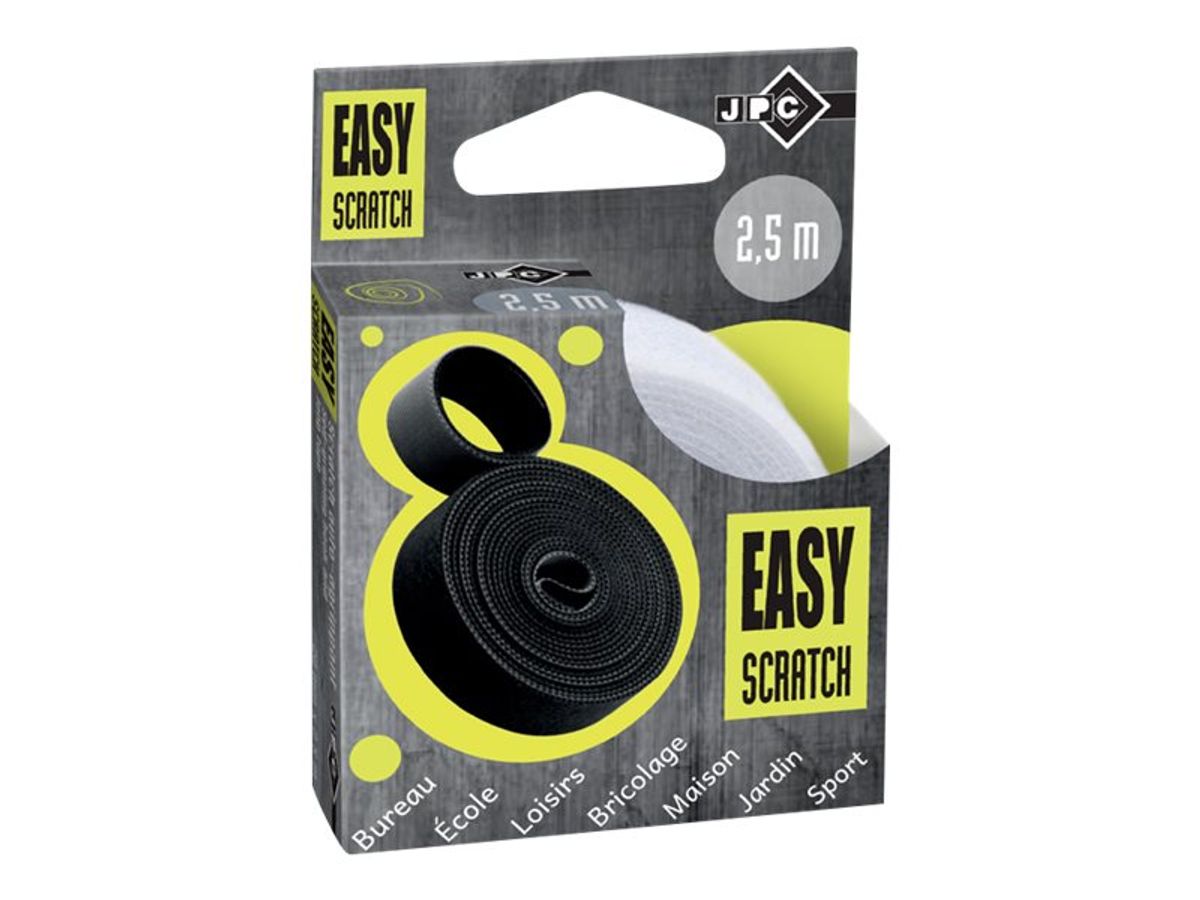 JPC Easy Scratch - Ruban Fermeture velcro - 2 cm x 2.5 m - blanc