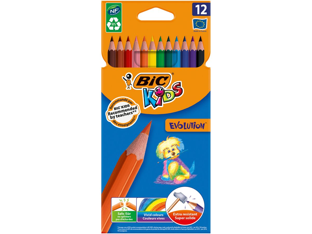 Pot de 60 crayons de couleurs BIC Kids Evolution