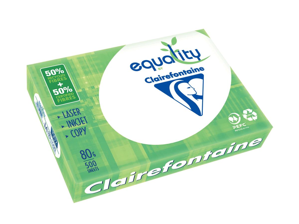 Clairefontaine Equality - Papier blanc - A4 (210 x 297 mm) - 80 g/m² - 50%  recyclé - 2500