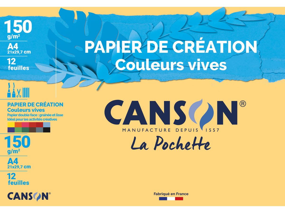 Canson Création - Pochette papier à dessin - 12 feuilles - A4