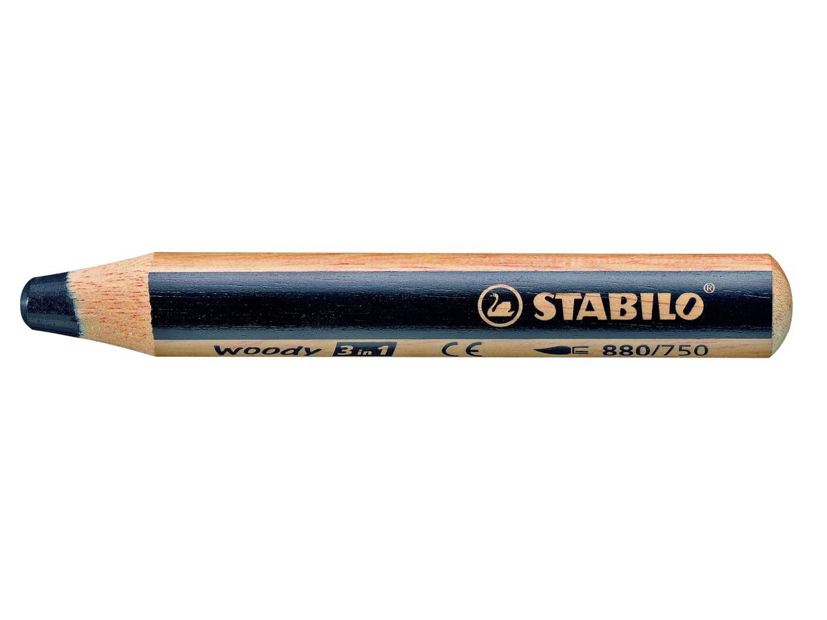 6 crayons de couleurs Woody 3 en 1 + taille crayon Stabilo