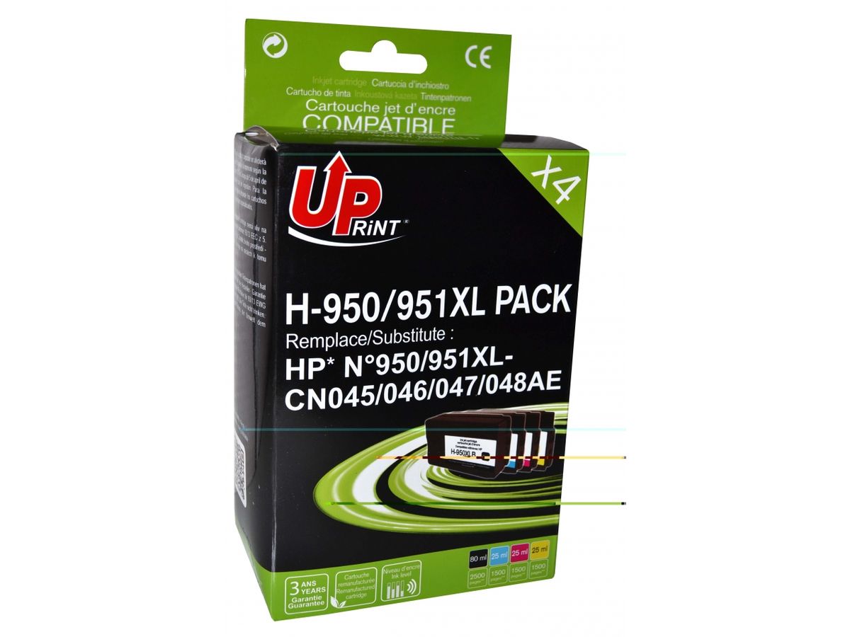 Cartouche compatible HP 302XL - pack de 2 - noir, cyan, magenta, jaune -  Uprint