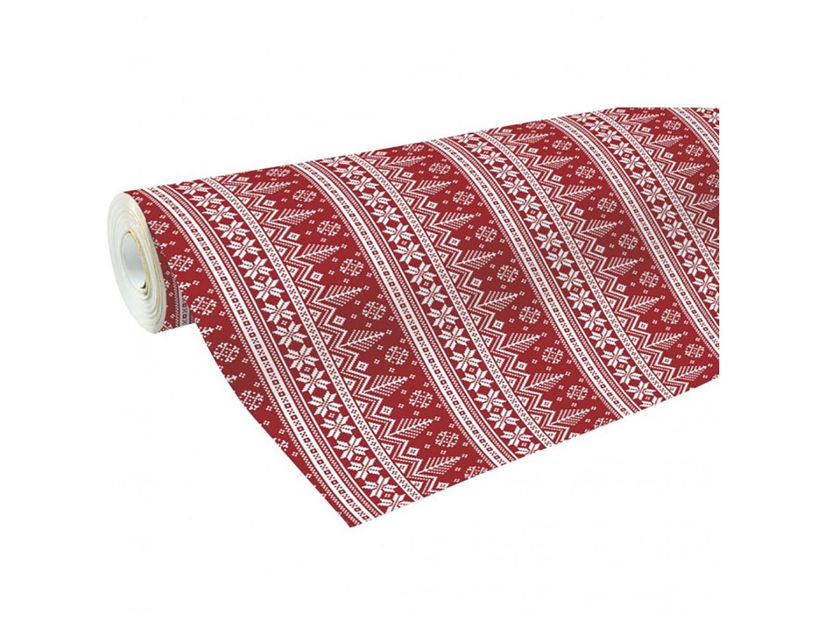 Papier cadeau de Noël rouge écologique avec sapins blancs - rouleau de  papier cadeau de 50 m