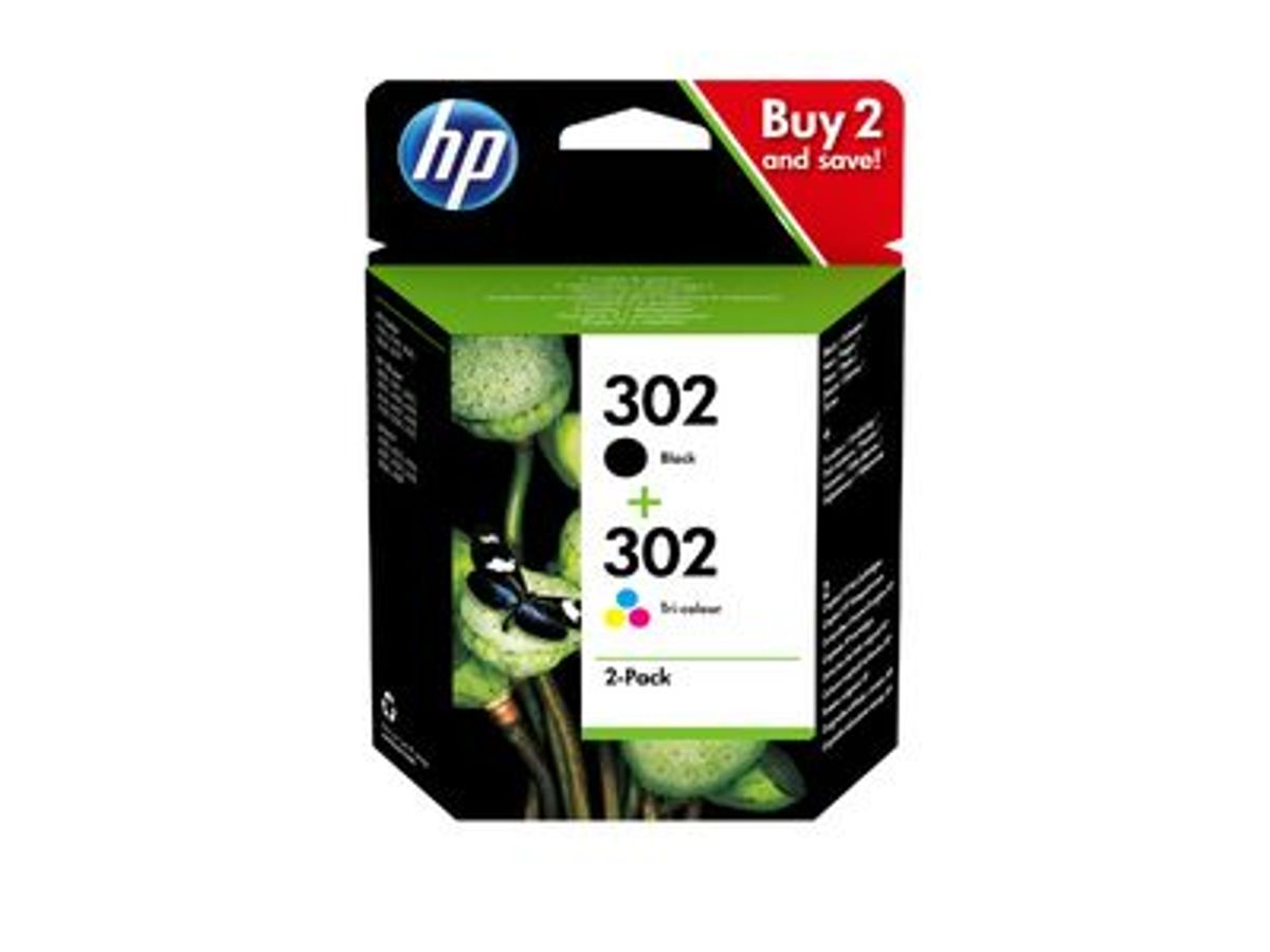 HP 302 - Pack de 2 - noir et 3 couleurs - cartouche d'encre