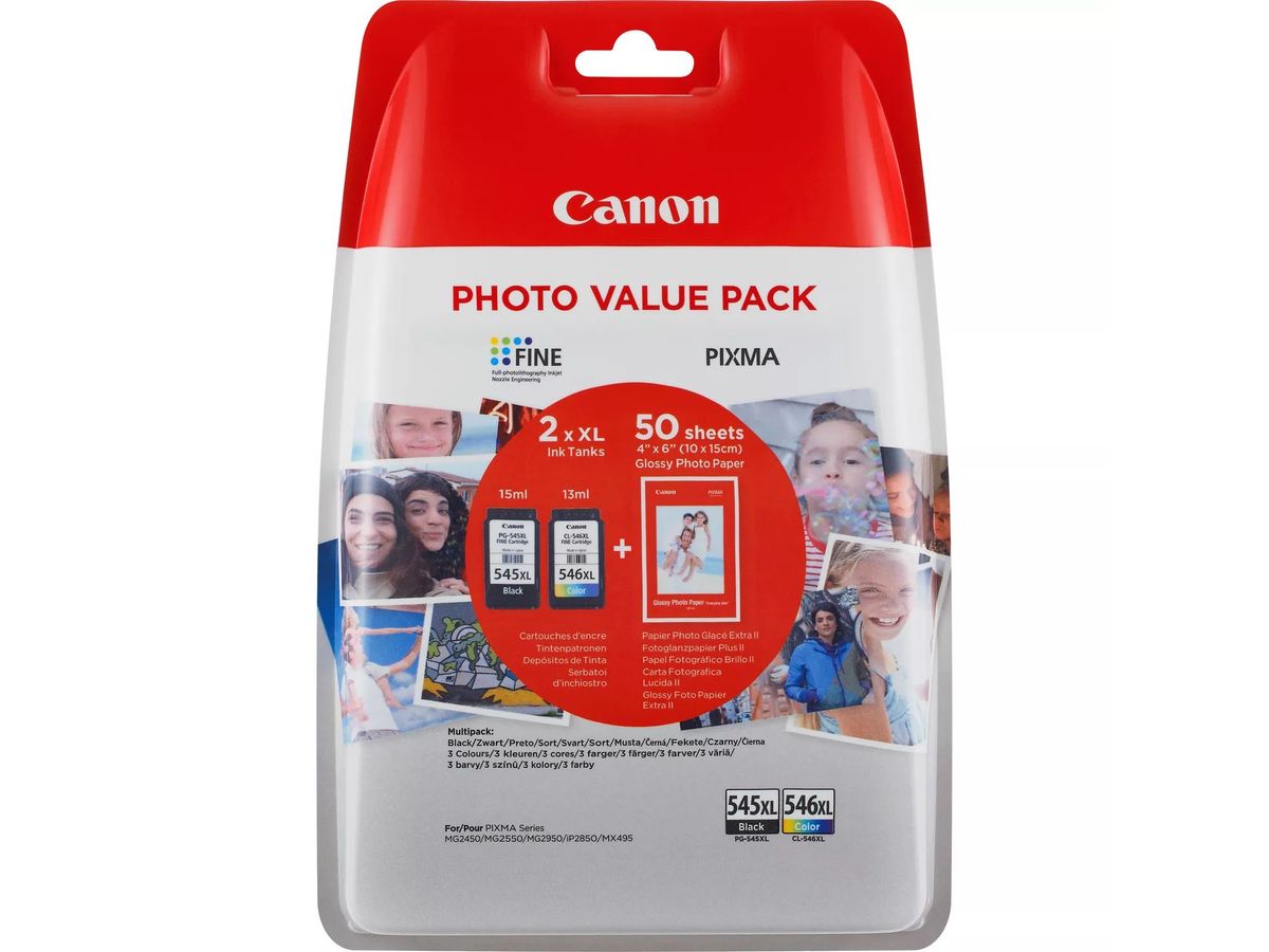 Canon PG-545XL/CL-546XL - noir, cyan, magenta, jaune - cartouche d'encre  originale + kit papiers