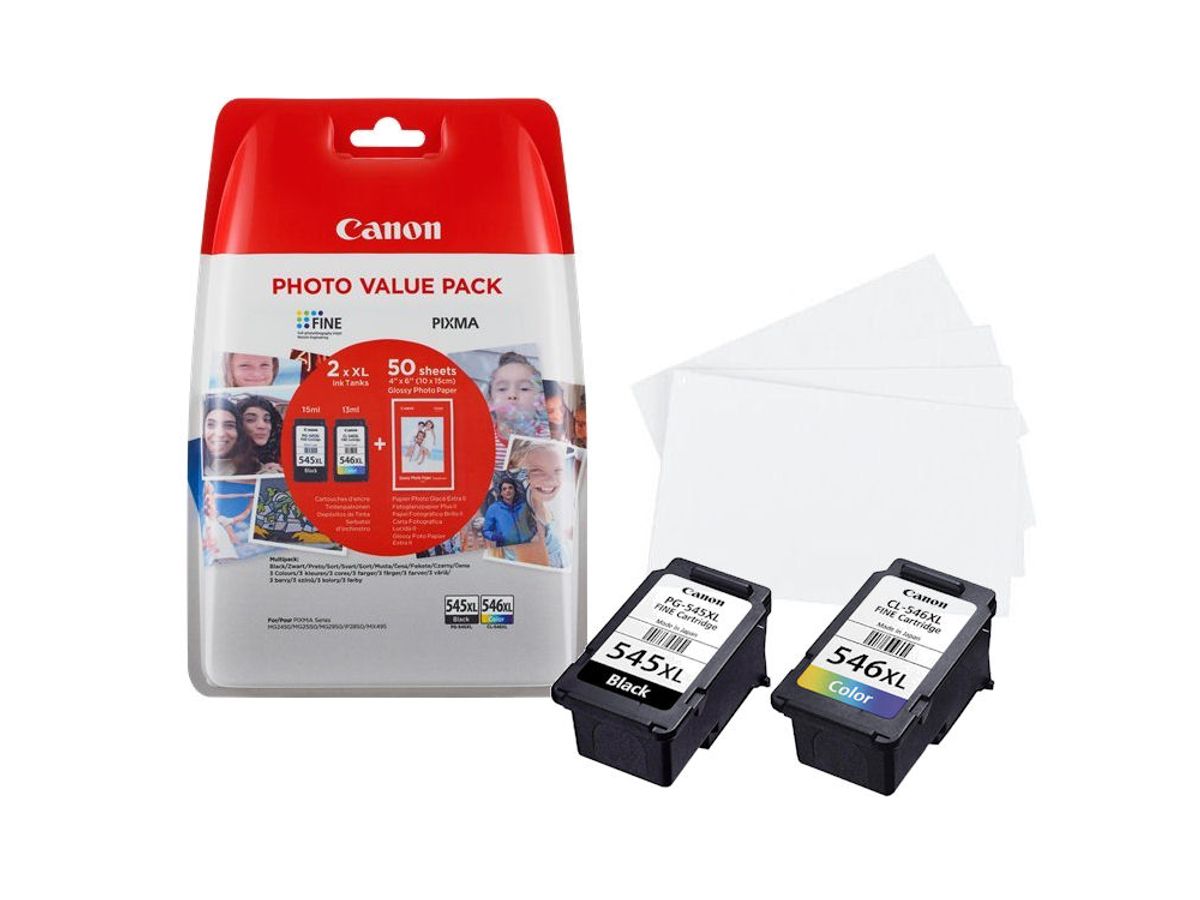 Cartouche compatible Canon PG-545/CL-546XL - Pack de 2 - noir, cyan,  magenta, jaune - Uprint Pas Cher