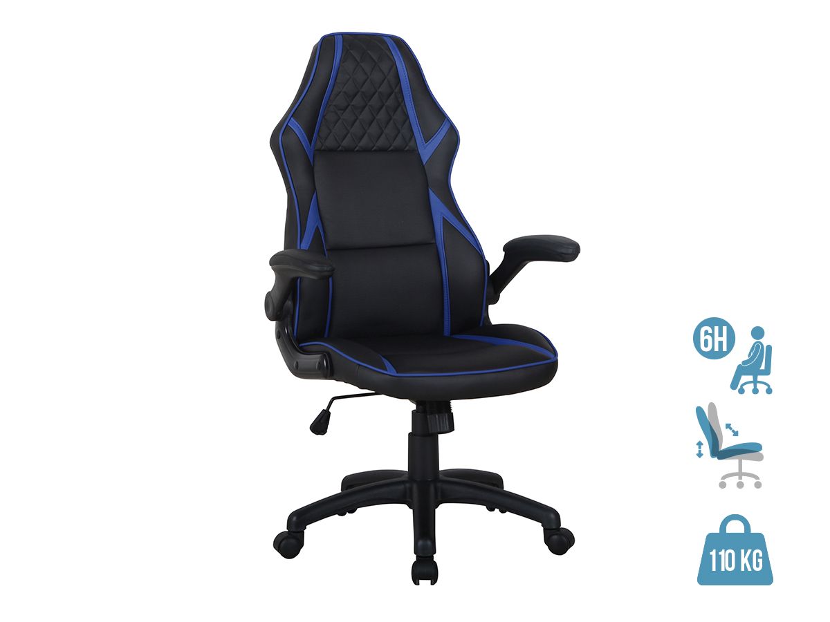 Chaise de bureau en cuir - Chaise de bureau ergonomique à dossier haut avec  bras rabattables rembourrés, verrouillage d'inclinaison réglable, chaise