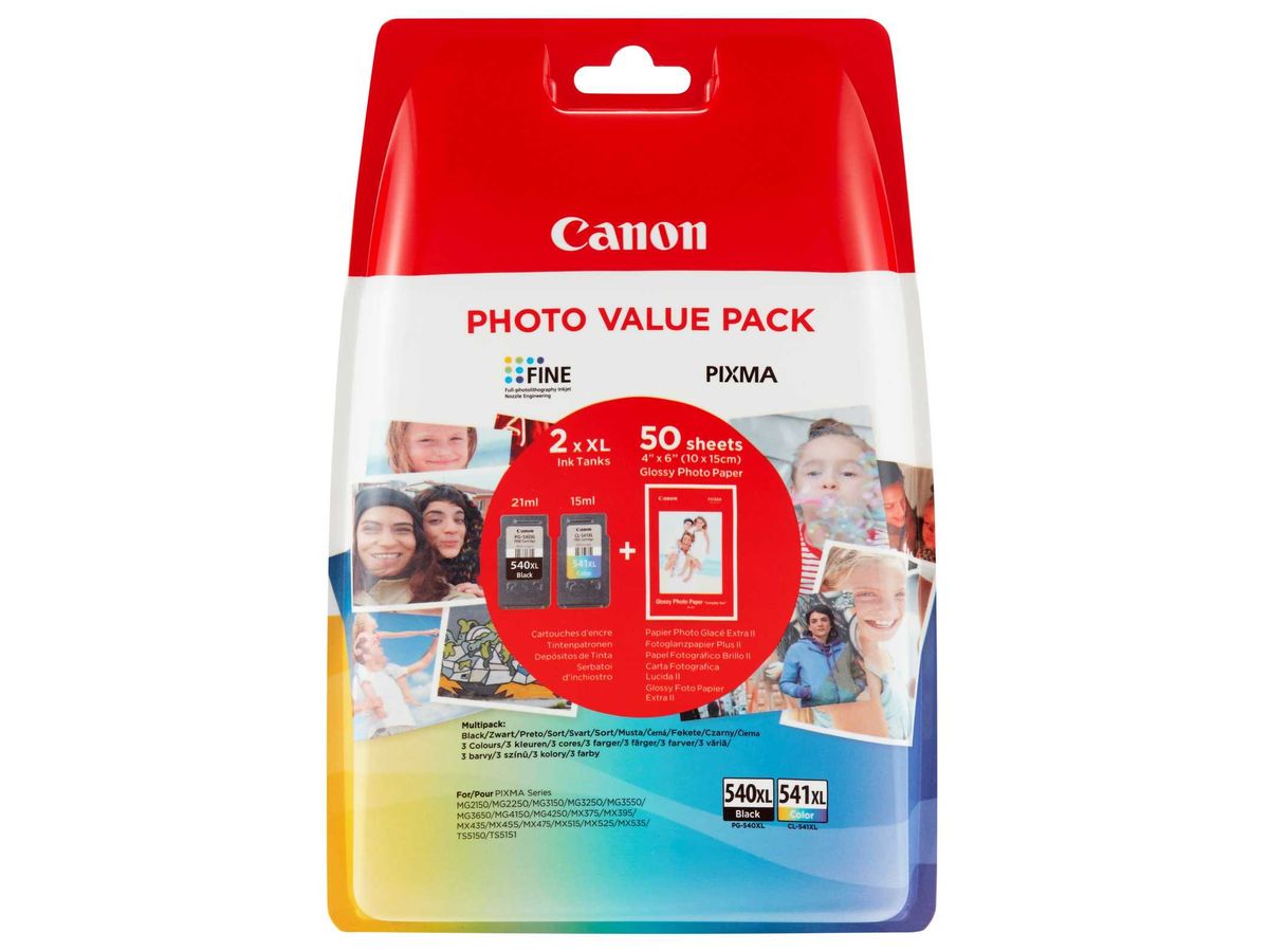 Pack 2 cartouches compatibles CANON PG-540XL/CL-541XL noir et