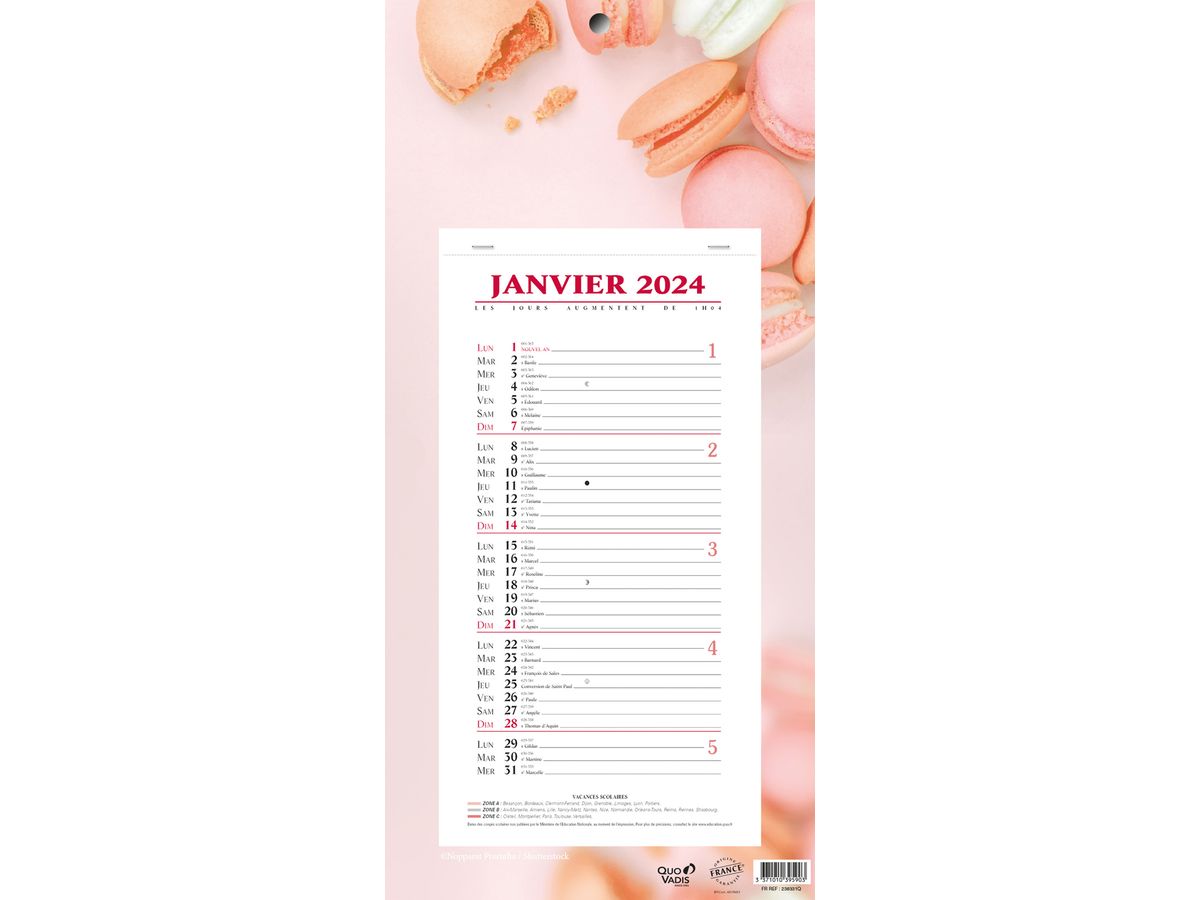 Quo Vadis - Calendrier Fantaisie 6 mois par face - 27 x 21 cm - yoga