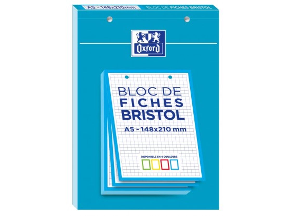 OXFORD Bloc de 30 feuilles BRISTOL perforées A4 210g 5x5 Blanc
