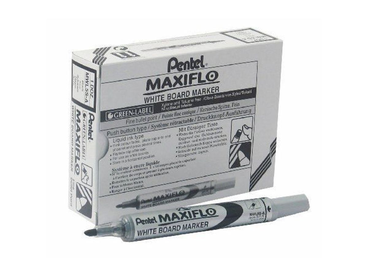Maxiflo Pentel Boite de 4 marqueurs effaçable pour tableaux blancs Maxiflo  pointe ogive M assortis - prix pas cher chez iOBURO
