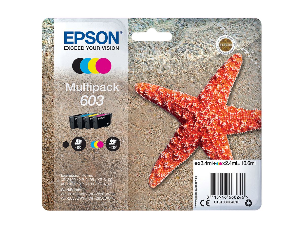 Epson 603 Etoile de mer - pack de 4 - noir, cyan, magenta, jaune