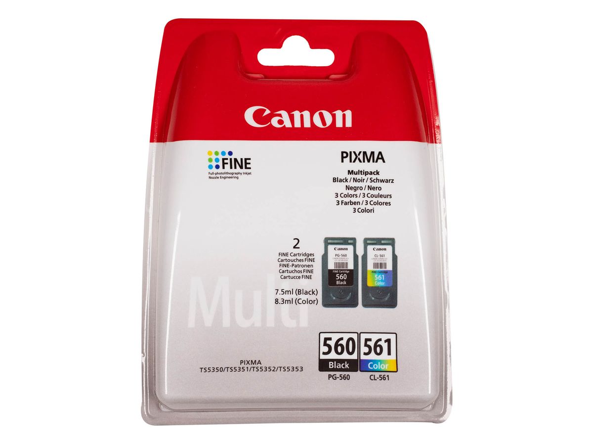 Canon PG-560 / CL-561 - pack de 2 - noir, cyan, magenta, jaune - cartouche  d'encre originale