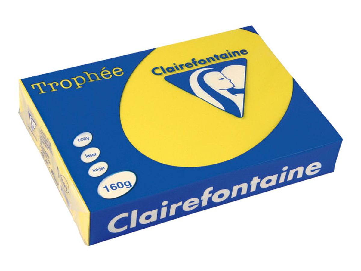 Papier A4 Clairefontaine - couleur Trophée Jaune soleil - 160g