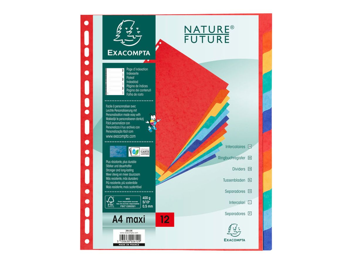 Exacompta Nature Future - Intercalaire 6 positions - 17 x 22 cm - carte  blanche Pas Cher