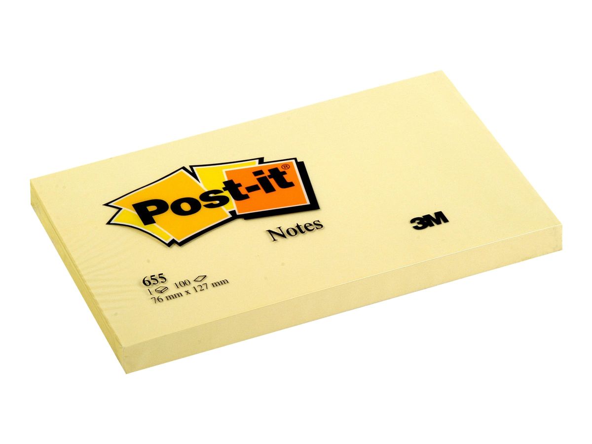 Post-it - 12 blocs notes 100 feuilles - jaune - 76 x 127 mm