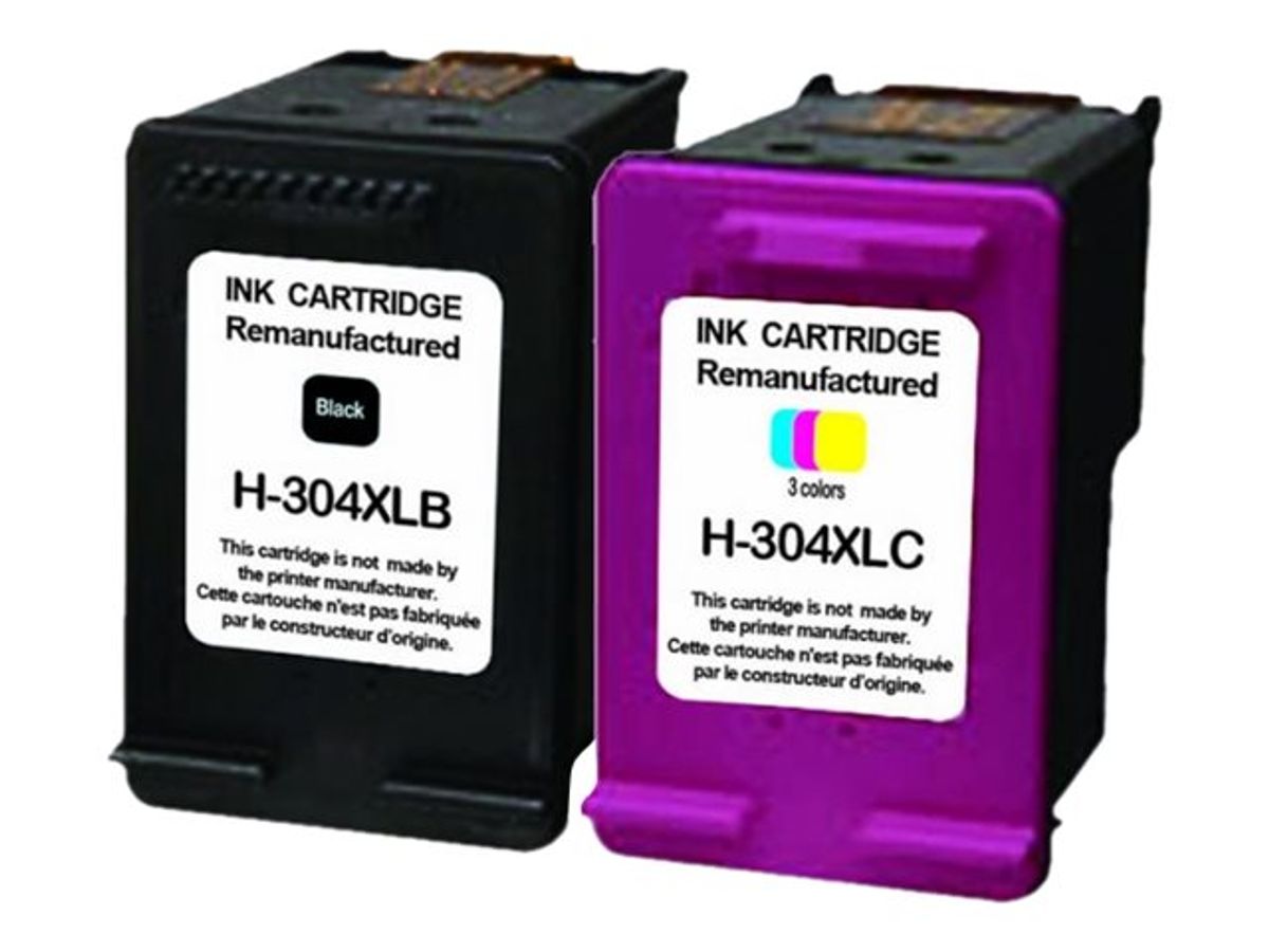 Cartouche compatible HP 304XL - pack de 2 - noir, cyan, magenta