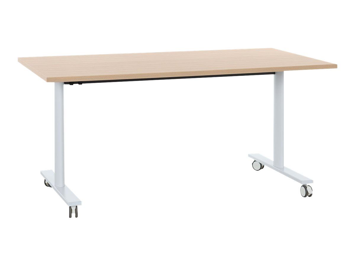 Table pliante Fliptop Twin - 140 x 70 cm - piétement mobile - plateau  mélaminé rabattable 