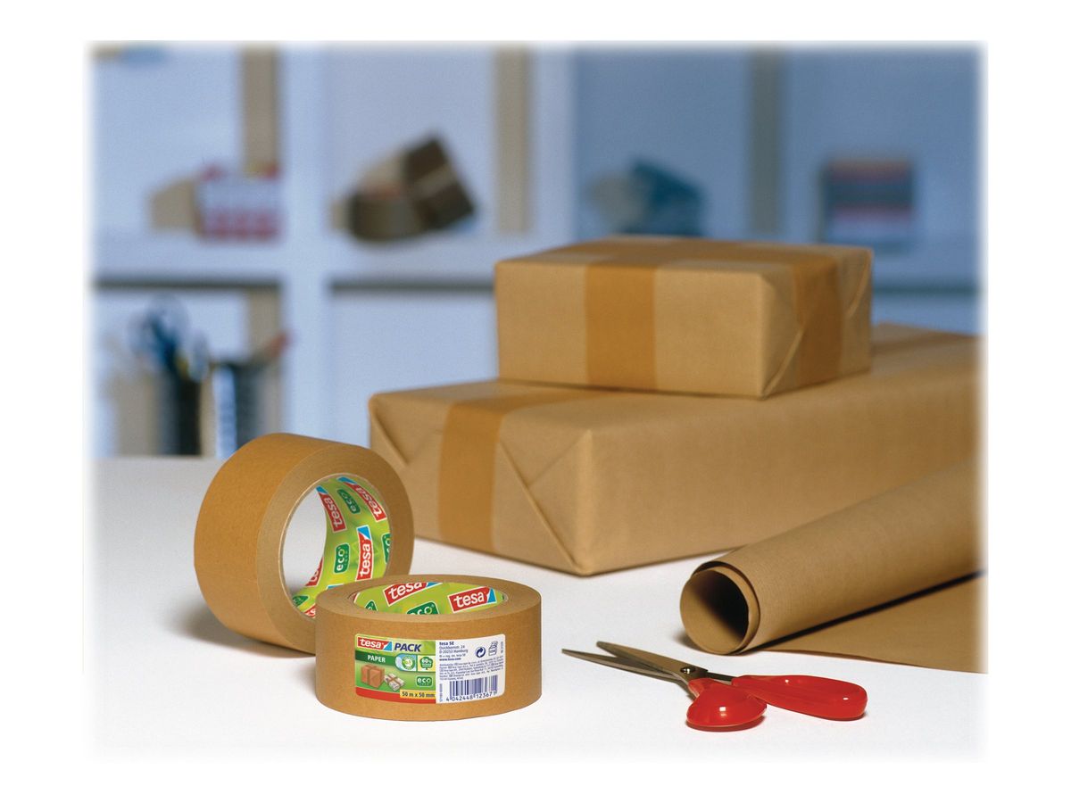 Tesapack - Ruban adhésif d'emballage - papier écologique kraft - 50 mm x 50  m