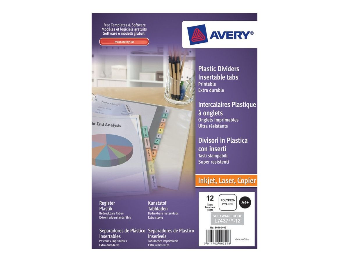 6 intercalaires personnalisables Ready Index Avery format A4