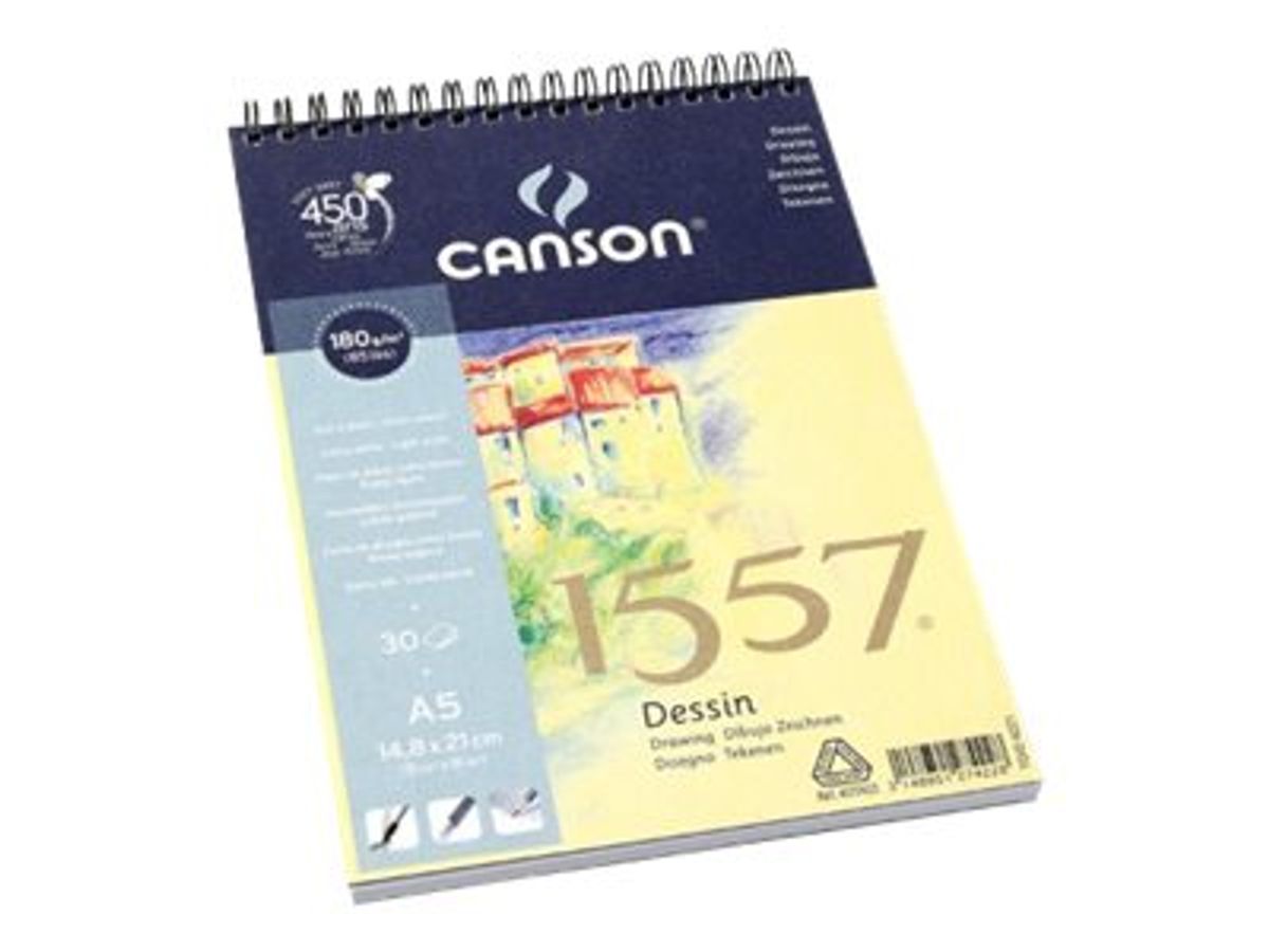 Canson 1557 - Bloc dessin - 30 feuilles - A3 - 180 gr - blanc