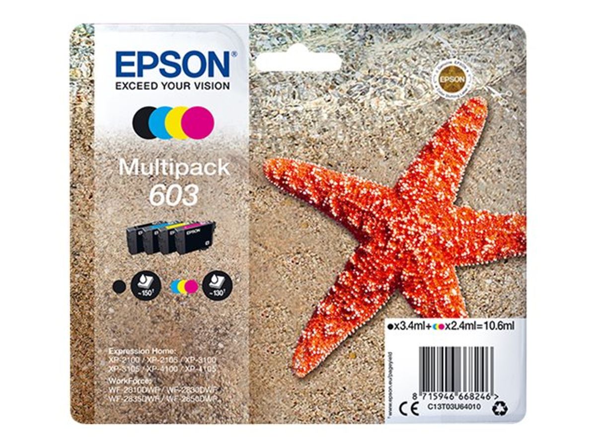 Epson 603 Etoile de mer - pack de 4 - noir, cyan, magenta, jaune -  cartouche d'encre originale