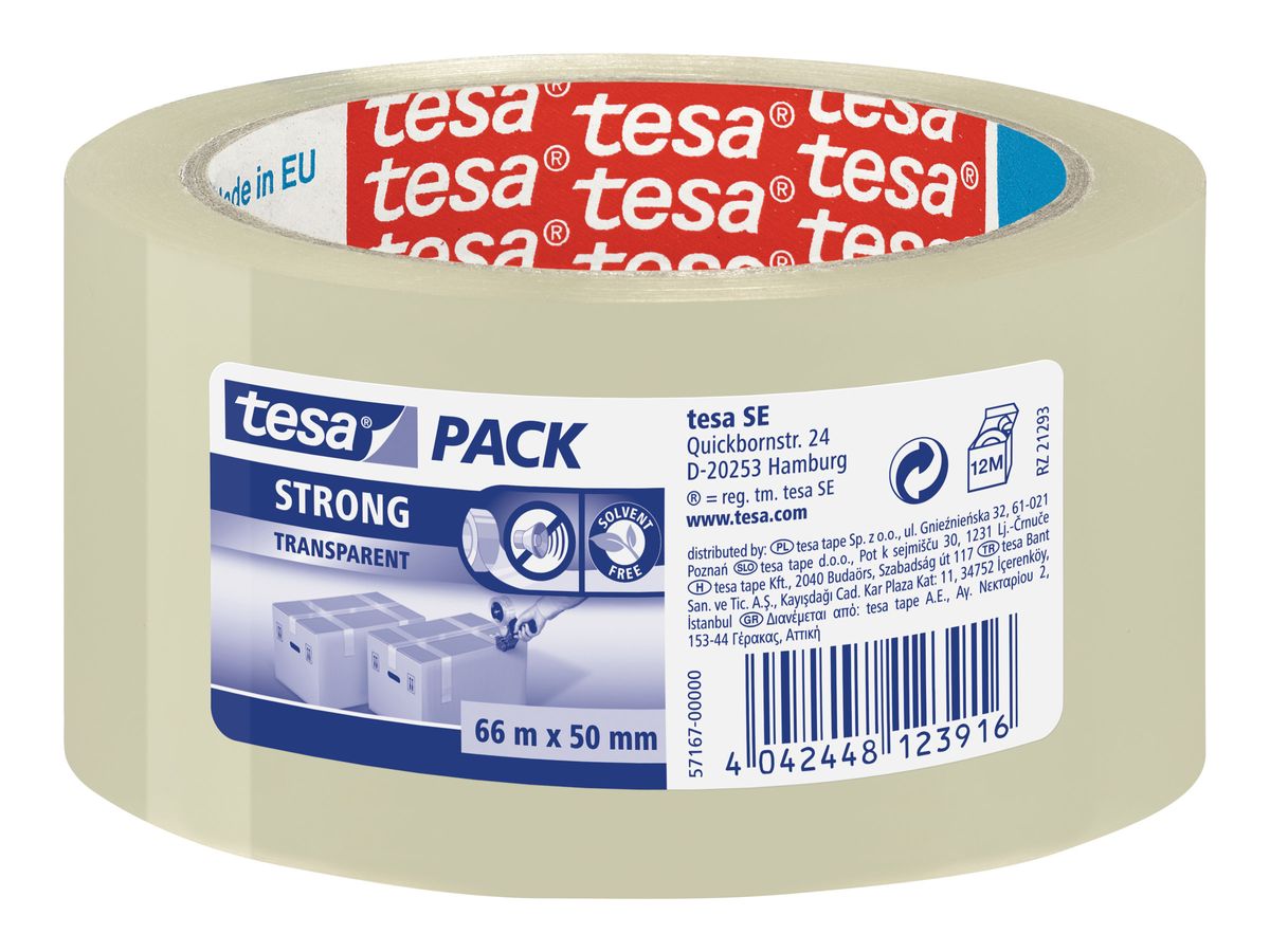 Tesapack Strong - Ruban adhésif d'emballage - 50 mm x 66 m - transparent