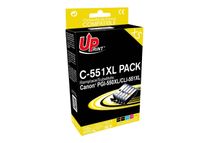 Cartouche compatible Canon CLI-551XL/PGI-550XL - pack de 5 - noir, noir photo, cyan, magenta, jaune - Uprint