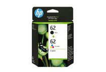 HP 62 - Pack de 2 - noir et 3 couleurs - cartouche d