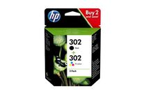 HP 302 - Pack de 2 - noir et 3 couleurs - cartouche d