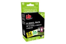 UPrint H-305XL Pack - 2 - zwart, kleur (cyaan, magenta, geel) - gereviseerd - inktcartridge (alternatief voor: HP 305XL, HP 3YM62AE, HP 3YM63AE)