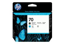 HP 70 - Pack de 2 - cyan, noir mat - cartouche d