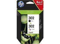 HP 302 - Pack de 2 - noir, cyan, magenta, jaune - cartouche d