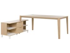 Bureau avec retour ABSOLU - 200 cm - Pieds bois - Chêne structuré