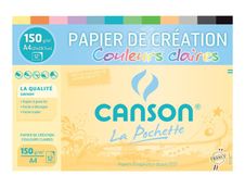 Canson Création - Pochette papier à dessin - 12 feuilles - A4 - 150 gr - couleurs claires