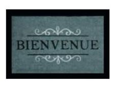 Tapis de sol absorbant BIENVENUE - 40 x 60 cm - en polyamide - gris