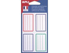 Apli Agipa - 24 Étiquettes scolaires cadre et lignes bleus, rouges, verts - 36 x 56 mm - réf 101096