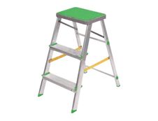 Safetool - Escabeau avec large plateforme - 3 marches - gris et vert