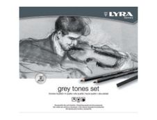 LYRA Grey tones - Coffret métal de 25  crayons, pastels et accessoires - tons gris