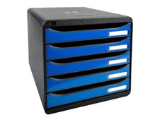 Exacompta BigBox Plus - Module de classement 5 tiroirs - noir/bleu glacé