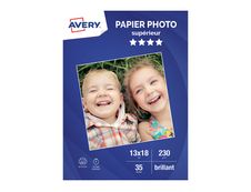 Avery - Papier Photo brillant - 13 x 18 cm - 230 g/m² - impression jet d'encre - 35 feuilles